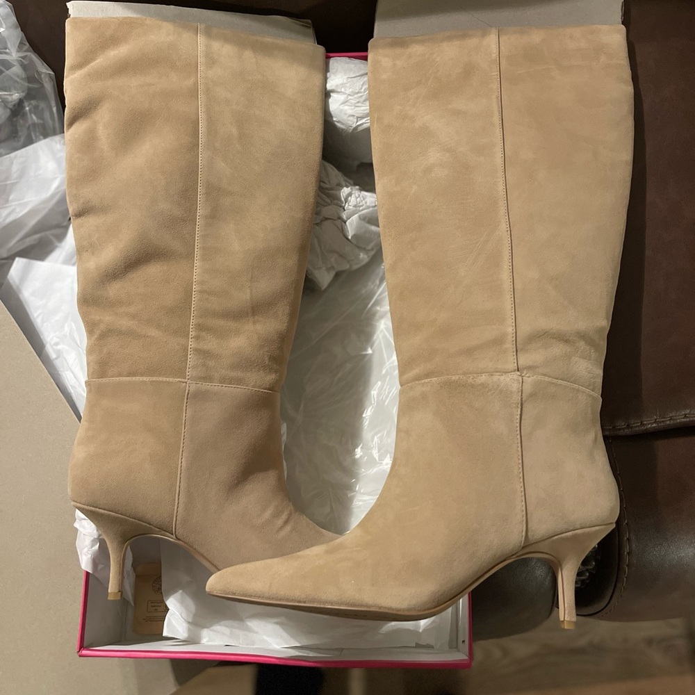 Vince Camuto Knee-High Suede Boots in Tan